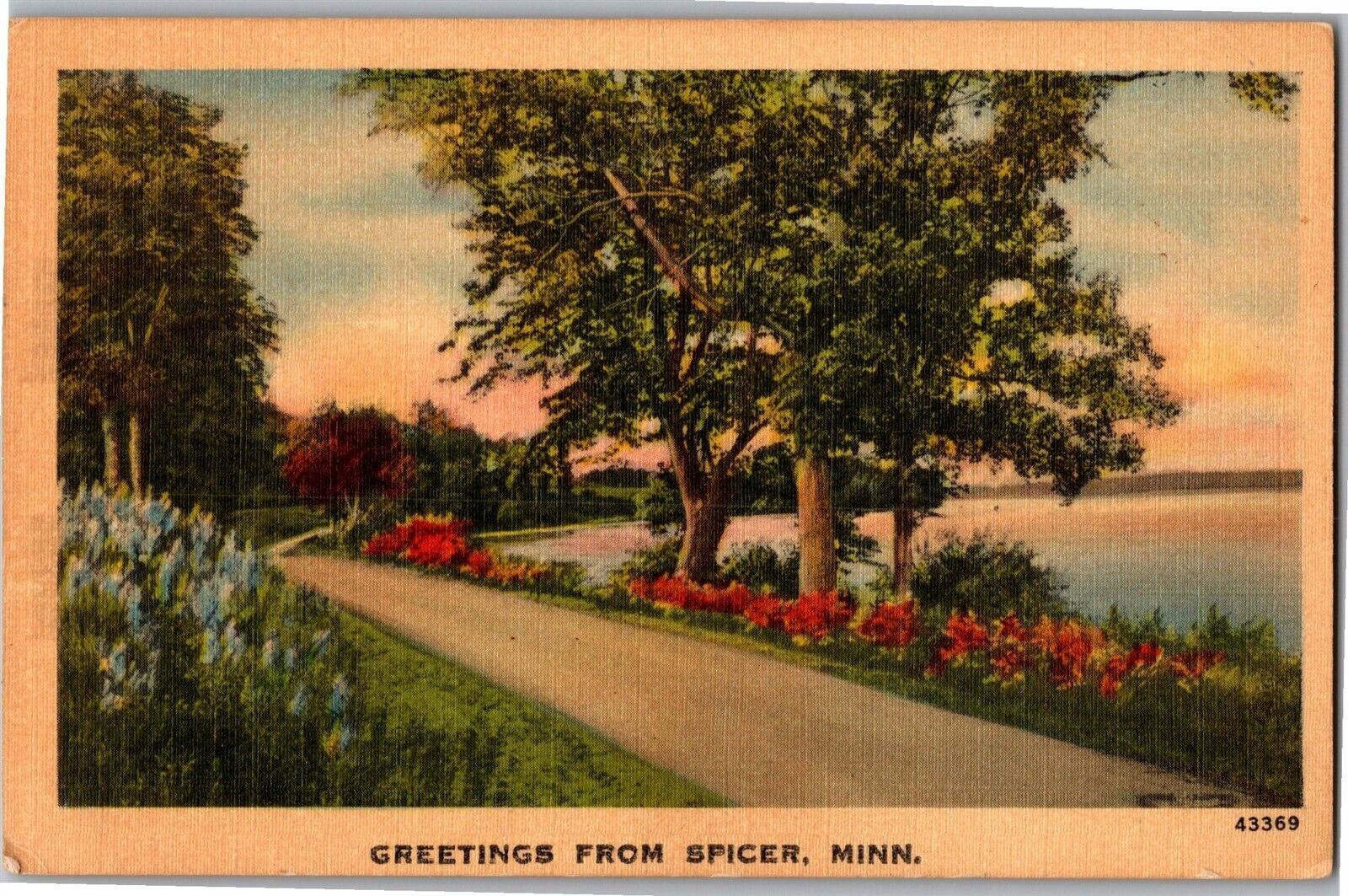 Scenic View, Greetings from Spicer MN Linen Vintage Postcard X38