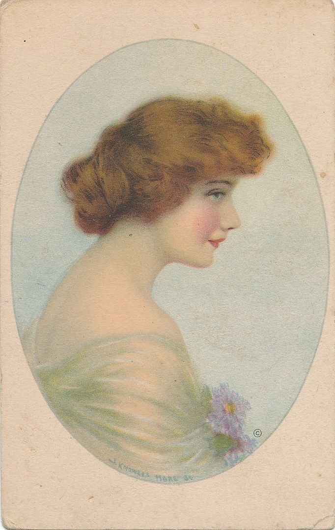 J. Knowles Hare Signed Young Woman Postcard