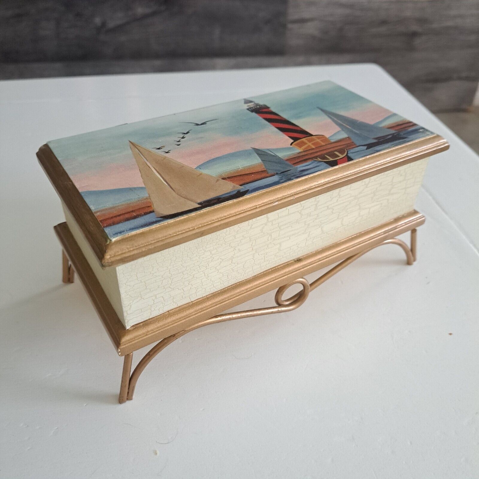 Arister Gifts Inc Beach Sailboats And Lighthouse Wooden Box
