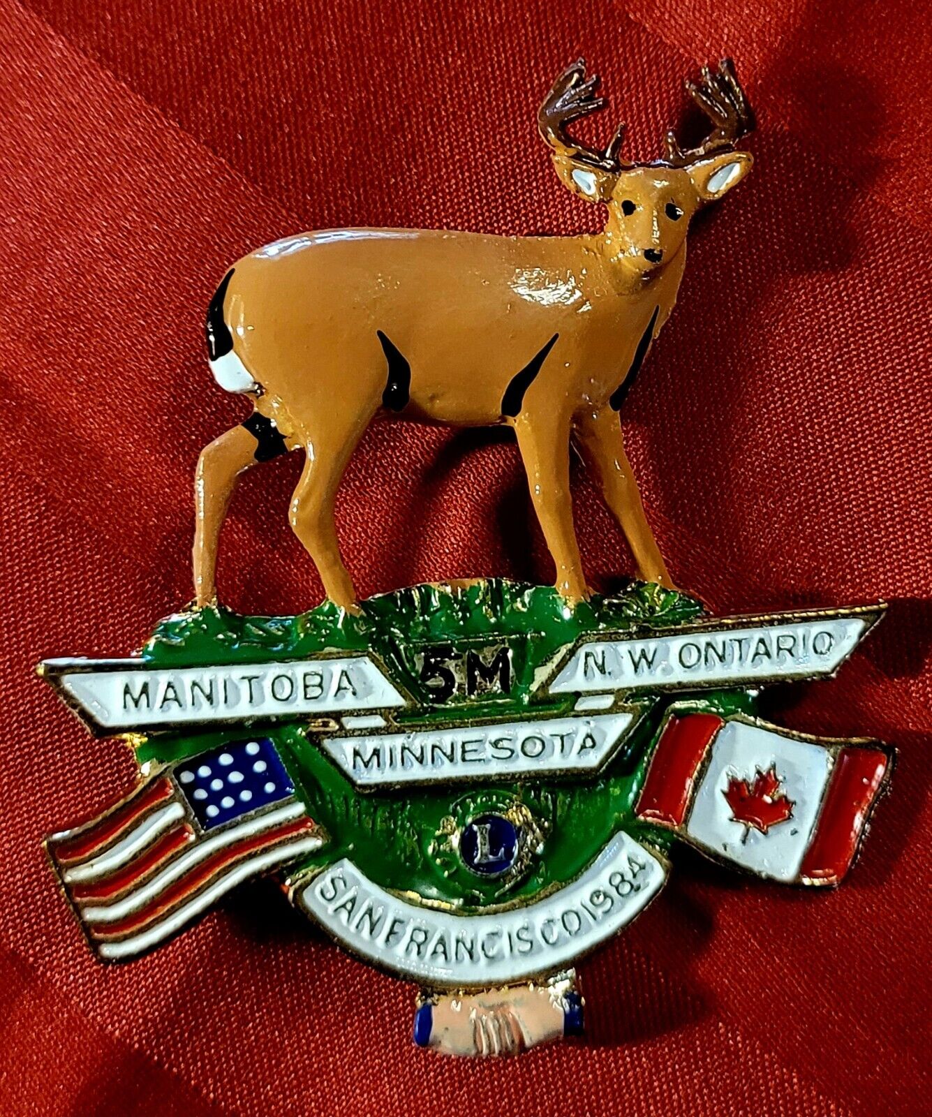 Lions Club Pin San Francisco 1984 Manitoba Ontario Minnesota Vintage Deer