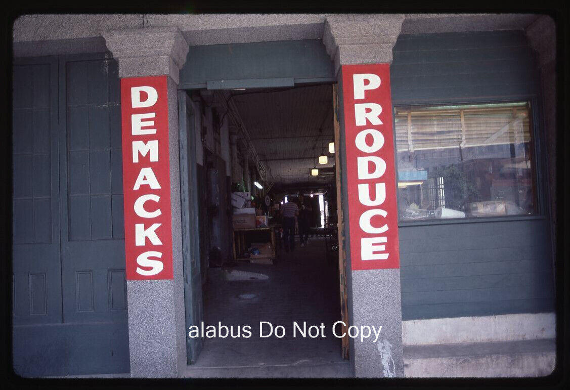 Orig 1984 SLIDE A Peek Inside the Door of Demacks Produce Galveston TX