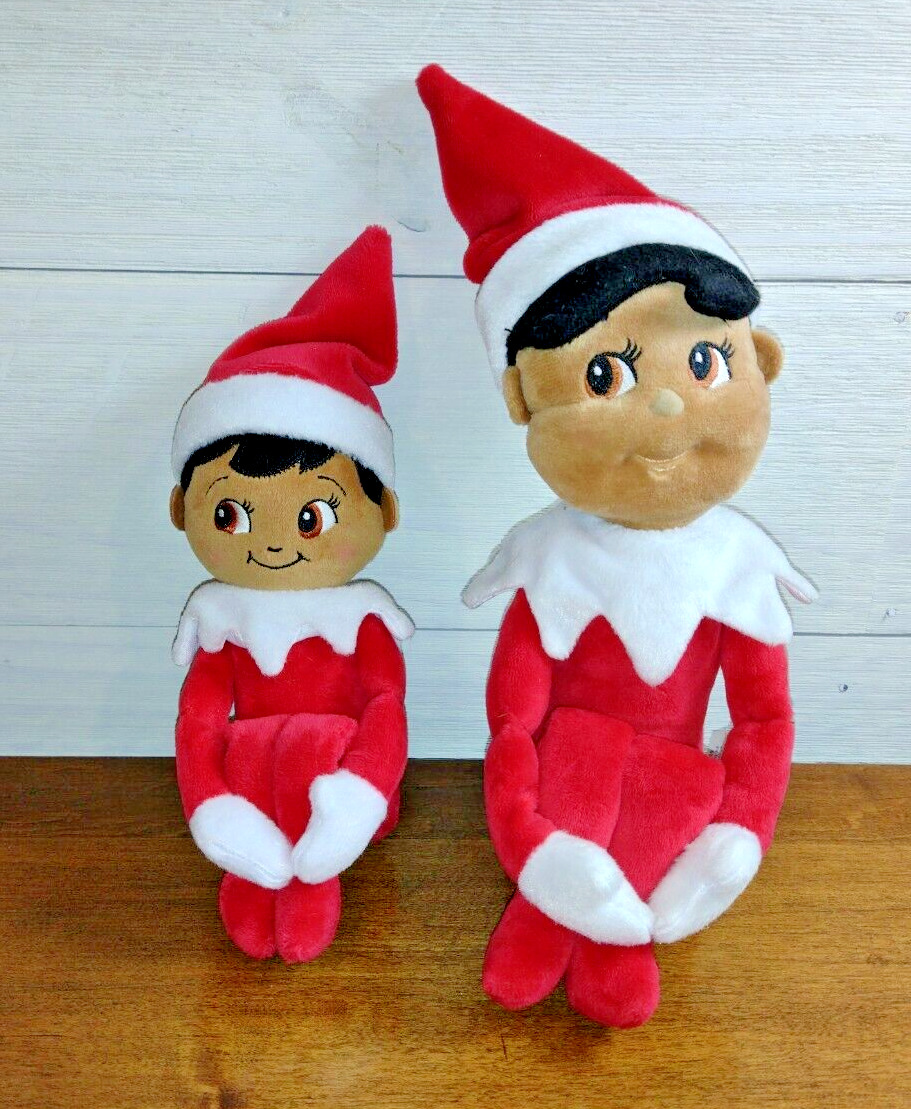 2009 CCA&B Pair Dark Skin Elf on The Shelf A Christmas Tradition Plush Dolls