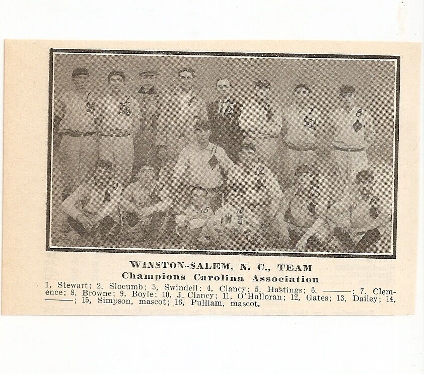 Winston-Salem Twins 1911 Baseball Team Picture Josh Swindell