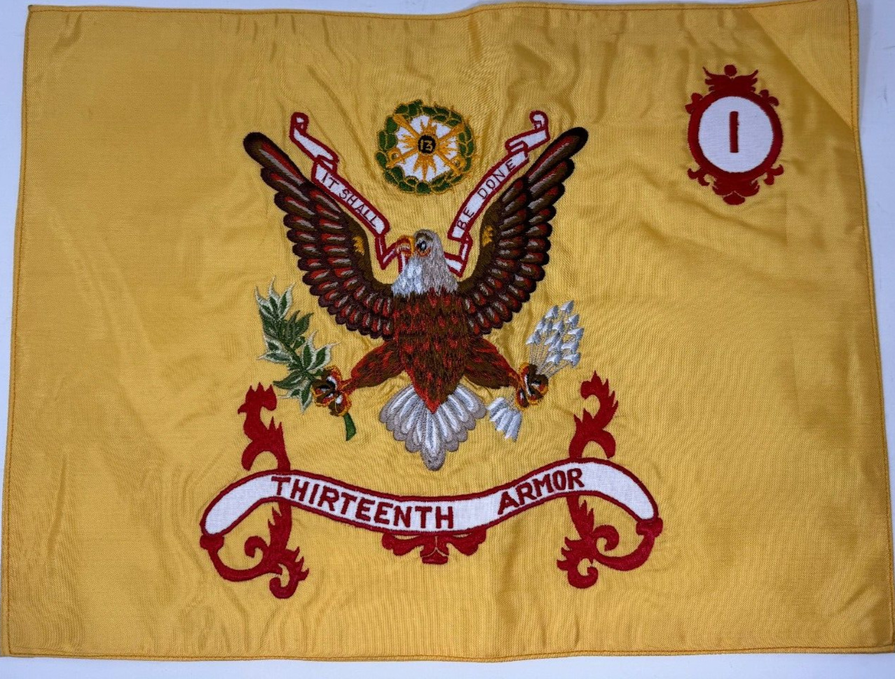 Vintage 13th Armor Regiment Flag It Shall Be Done, 15 By 11 Inches