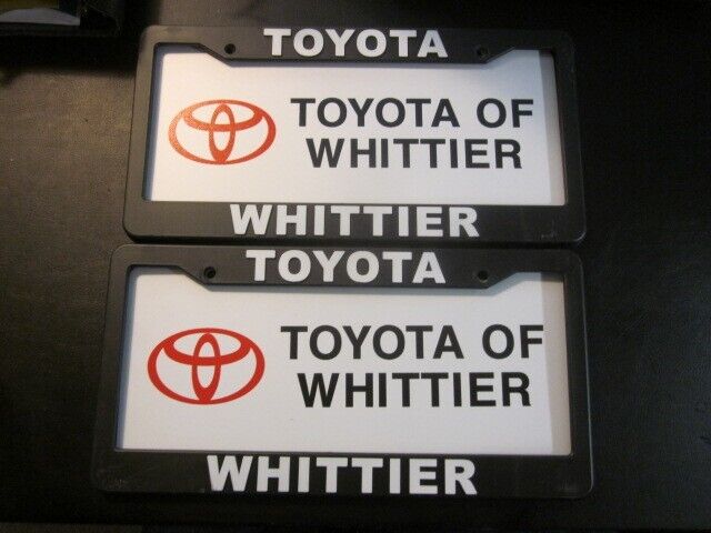Pair of 2X Toyota Whittier License Plate Frame Dealership Plastic