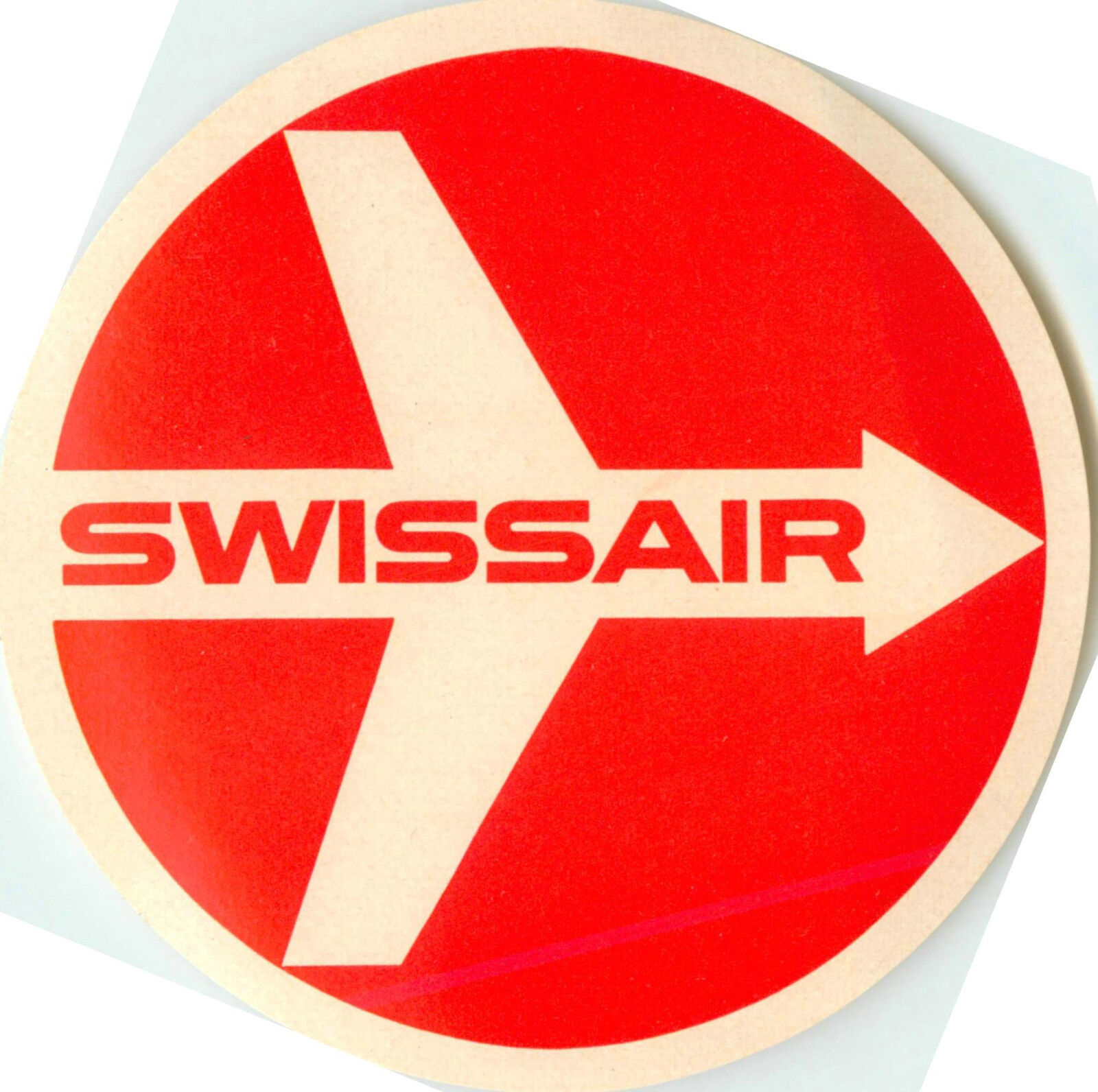 SWISSAIR - Classic Old Airline Luggage Label with Original Logo, c. 1955  MINT