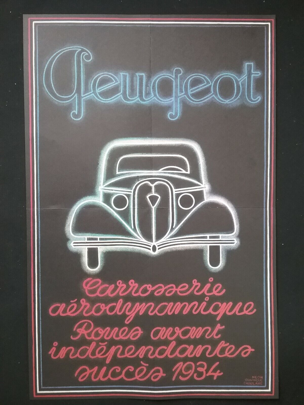 1934 PEUGEOT ADVERTISING POSTER  ,  FRENCH CAR HISTORY (6)