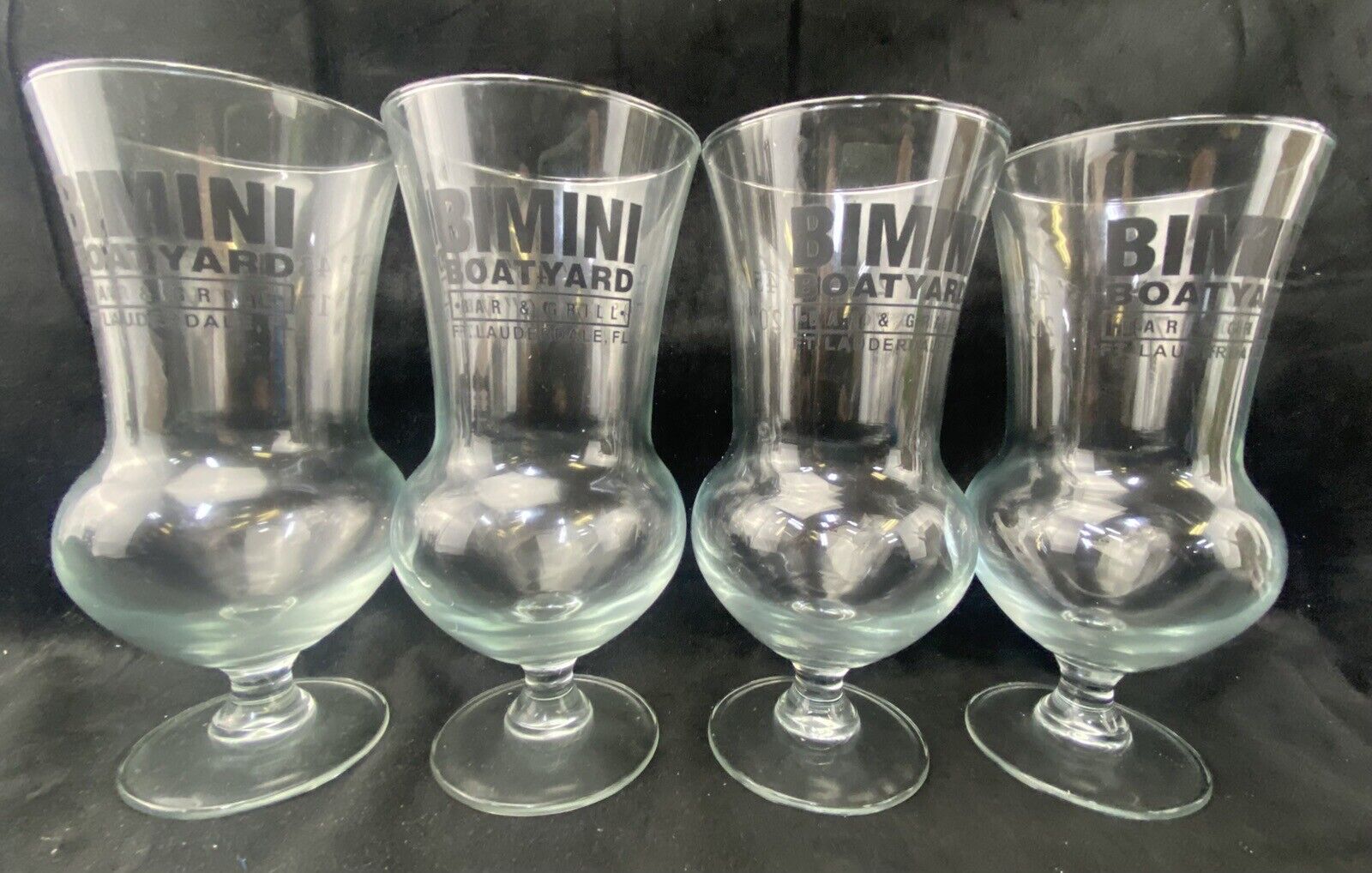 Set Of 4 Vintage Bimini BoatYard  Bar & Grill Beer Glasses FT Lauderdale, FL
