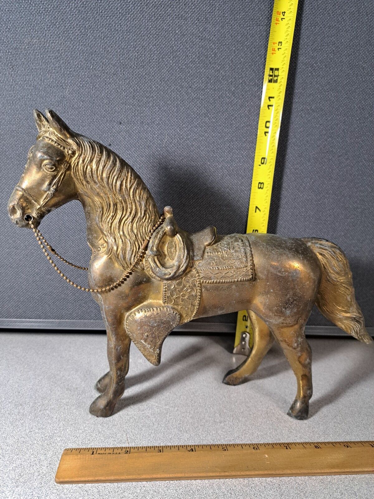 Vintage Large Brass? Horse Statue 9.5in #2774L257
