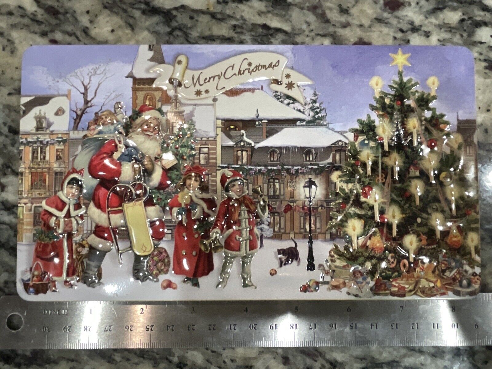 Confiserie Heidel Chocolate Bar Tin Only Embossed Santa Christmas Collectible
