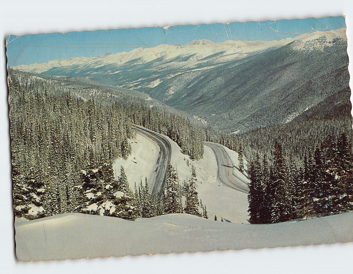 Postcard Wintertime view of switchback Berthoud Pass US 40 Colorado USA