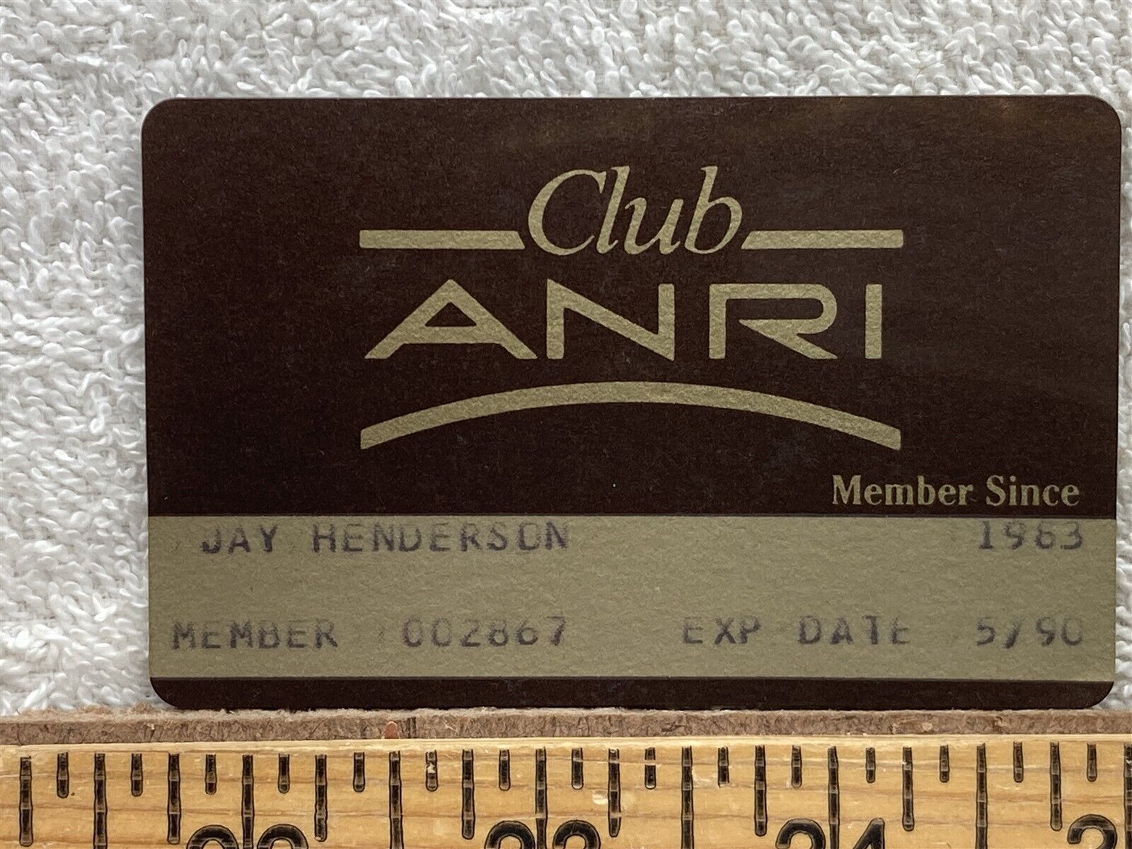 1990 Club Anri Membership Card Randolph Massachusetts  Vtg