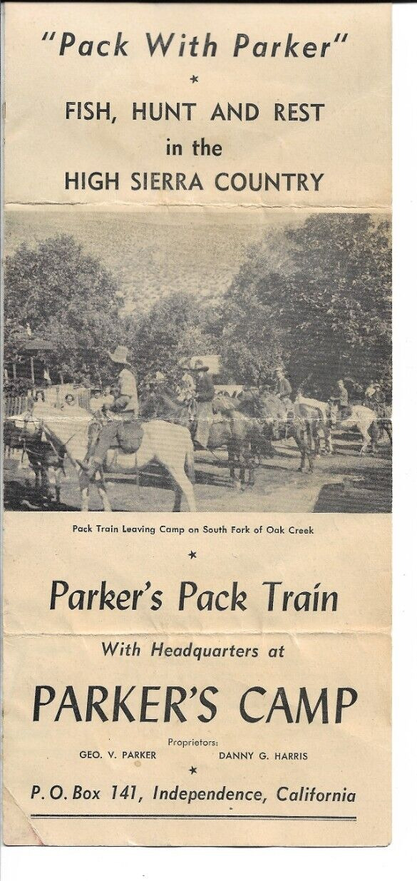 Vintage California Hunting Fishing Brochure Parker\'s Camp Independence