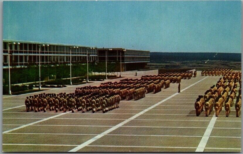 1960s UNITED STATES AIR FORCE ACADEMY Colo. Springs Postcard Cadets in Formation