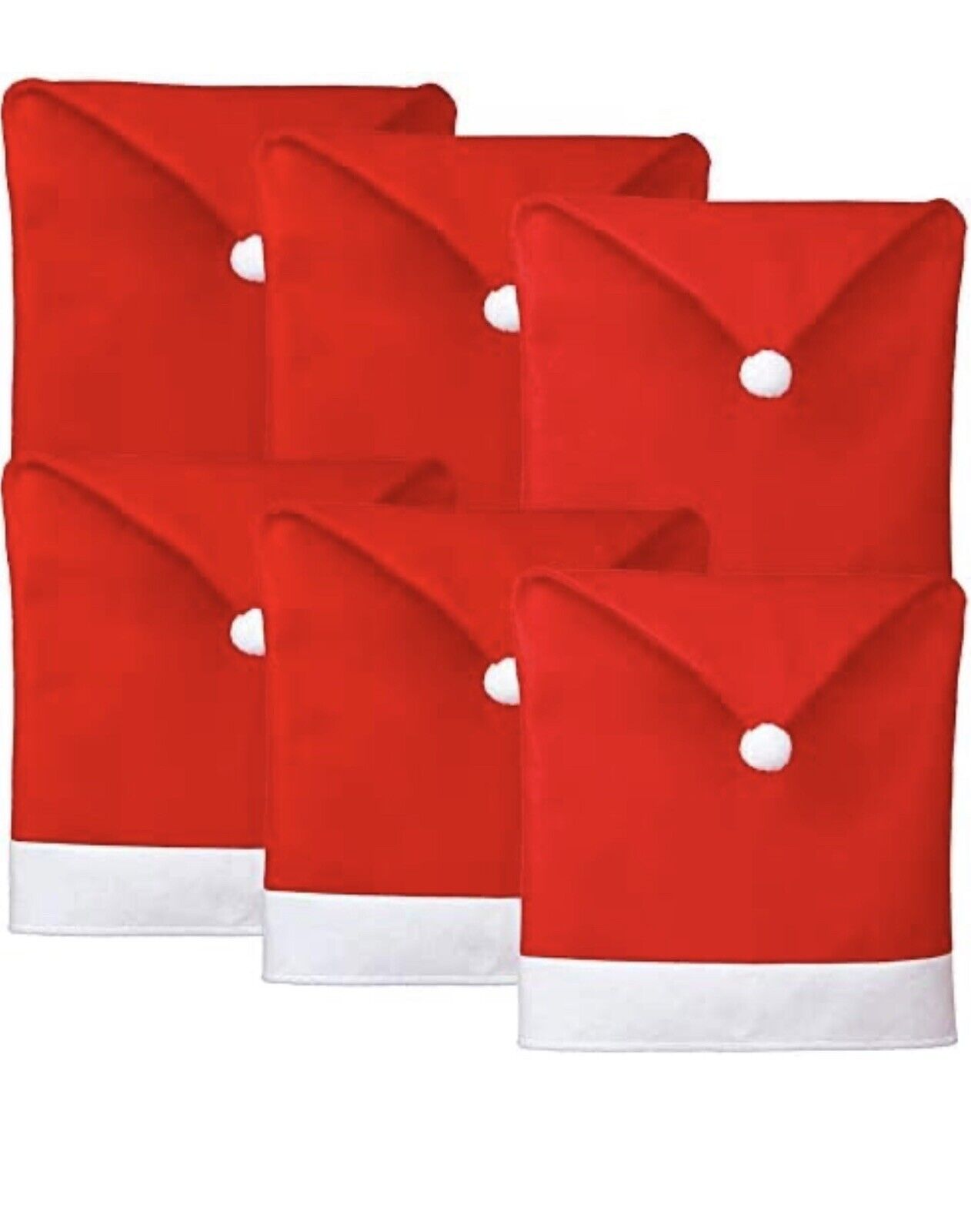 Set of 6 PCS Santa Hat Chair Covers, Santa Clause Red Hat Chair Back Covers