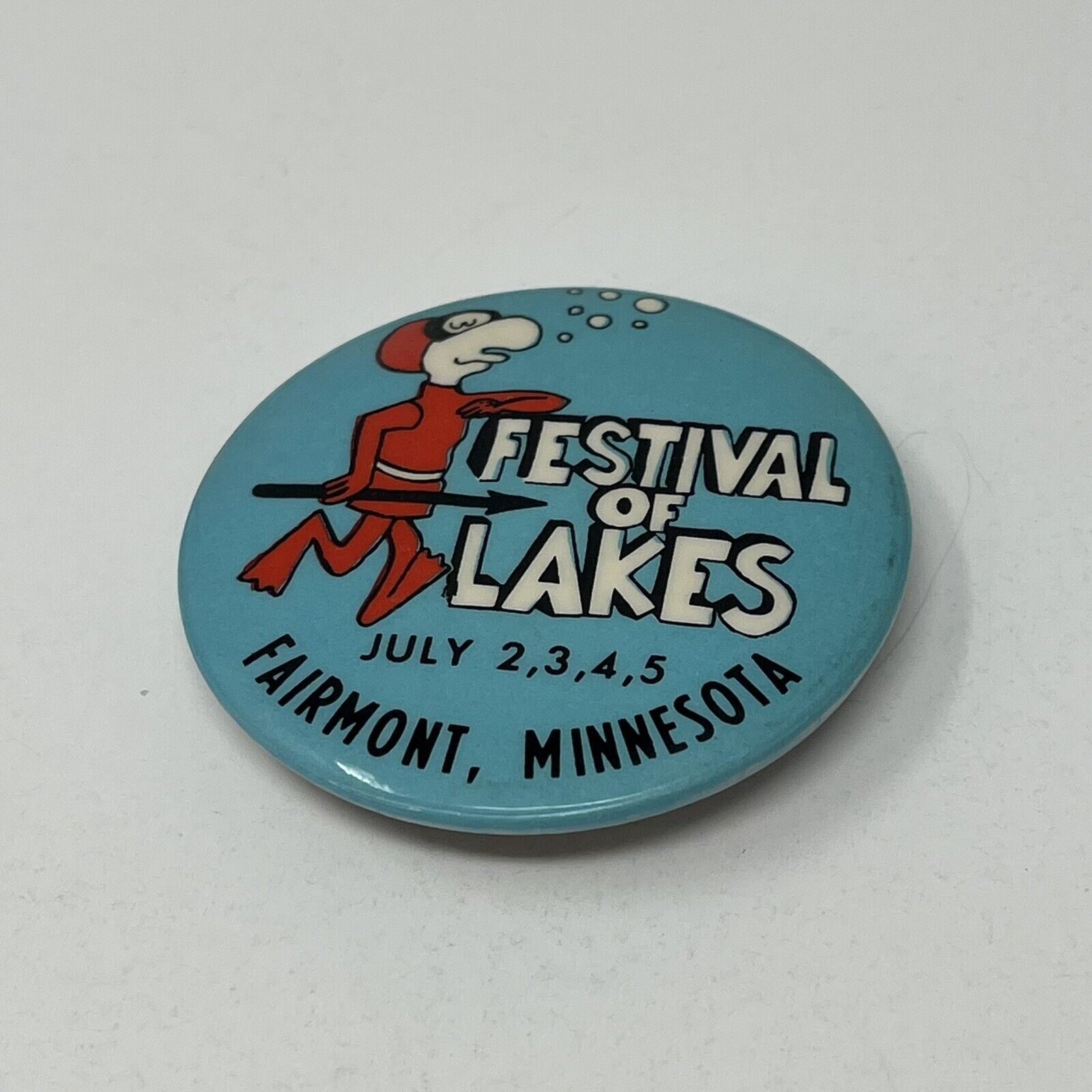Festival Of Lakes Fairmont MN Minnesota Button Pin Pinback Vintage