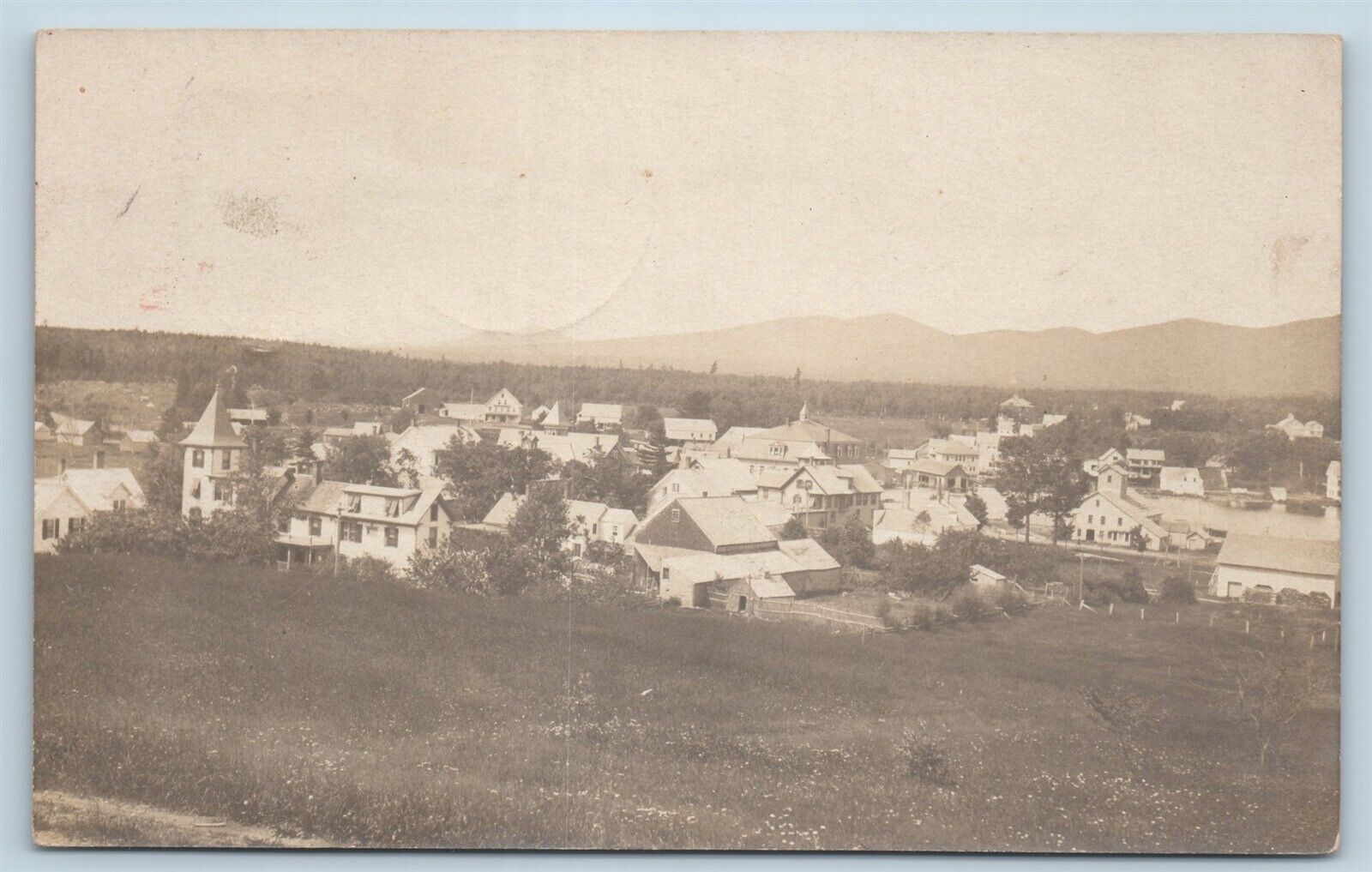 Postcard ME Greenville 1907 Birds Eye View of Town RPPC Real Photo W2
