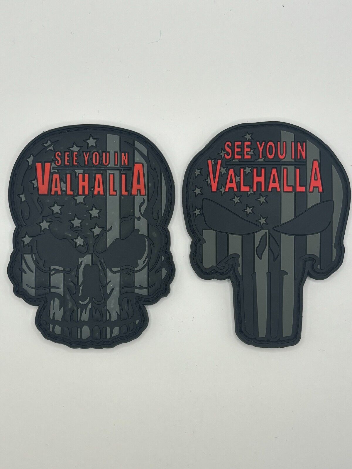 2 PIECE See You Valhalla Skull Odin Viking Patch PVC