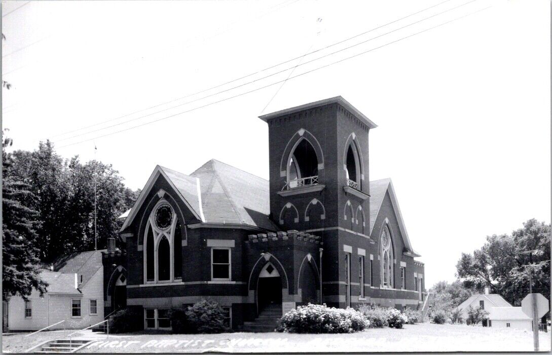 Real Photo Postcard First Baptist Church in Bedford, Iowa