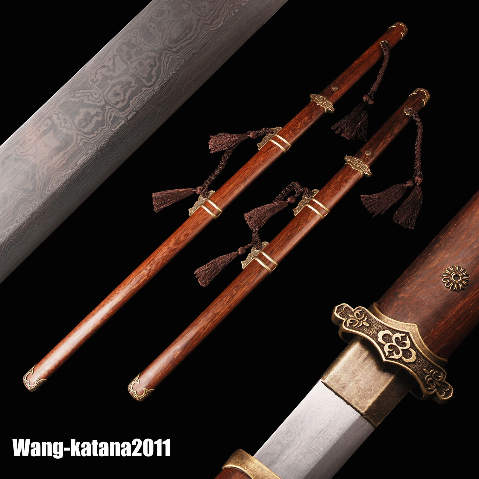 105CM+80CM Folded Steel Chinese Tang Dynasty Dao Katakirihadukuri Rosewood Sword