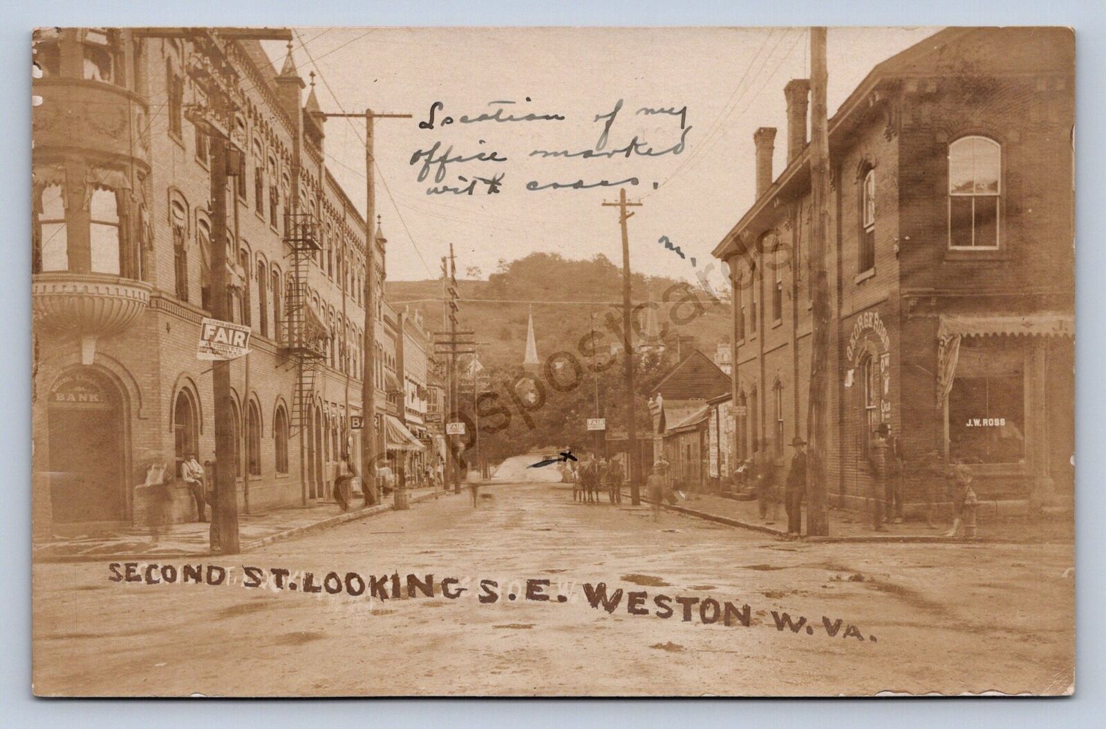 J87/ Weston West Virginia RPPC Postcard c1910 Secons St Stores 452