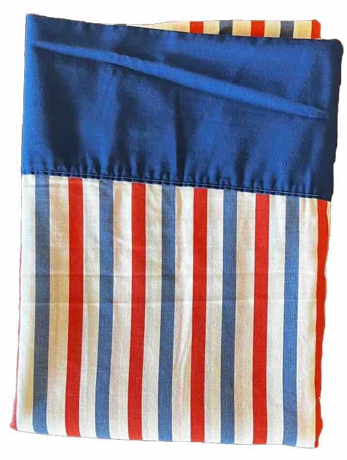 Vintage Springmaid Red/White/Blue Stripes Patriotic Top/Flat Sheet, 72x104”/ EUC