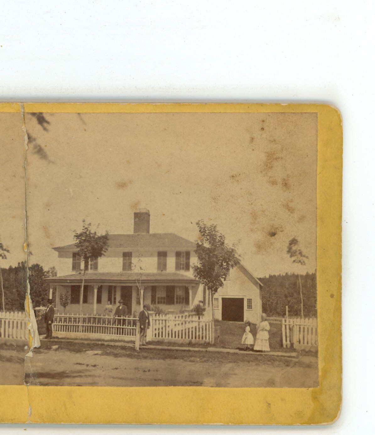 Residence Home with Barn Unknown Location Stereoview