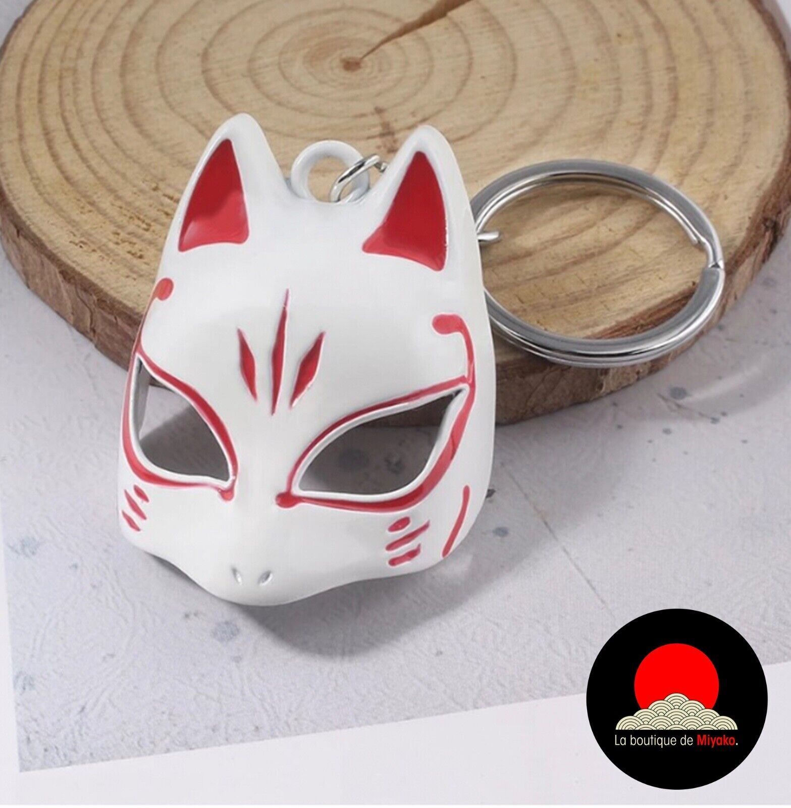 Kitsune mask key ring, traditional Japanese fox. Gift idea 