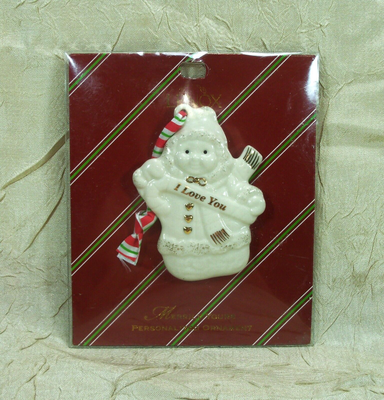 Lenox Brand Merrily Yours I Love You Ceramic Christmas Holiday Ornament New