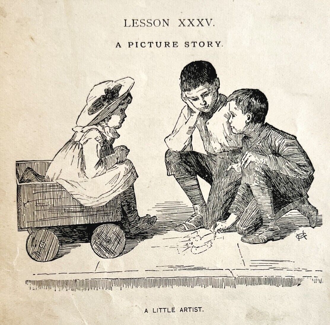 1878 Print A Little Artist Lessons In English 6 x 4.75\