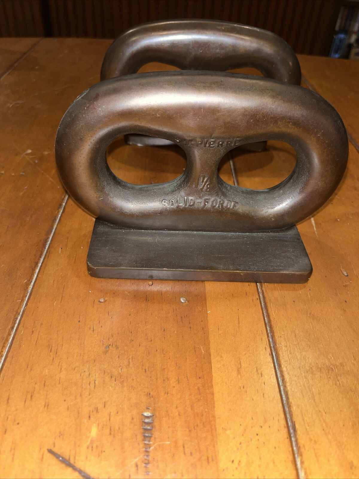 St. Pierre Foundry Shackles Solid Forge Bookend Set Anchor Chain Navy USN Estate