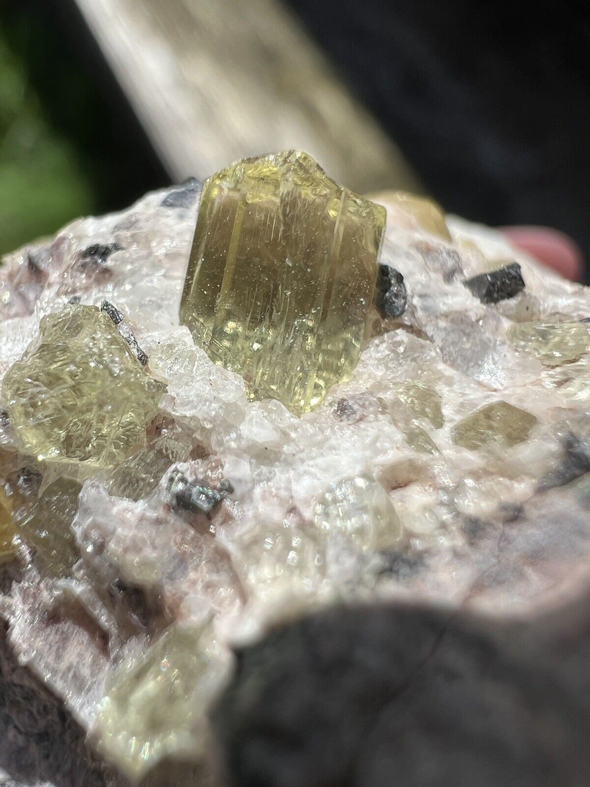 Apatite Crystals In Quartz- Natural 2.1” Green Apatite In Raw Quartz Mexico