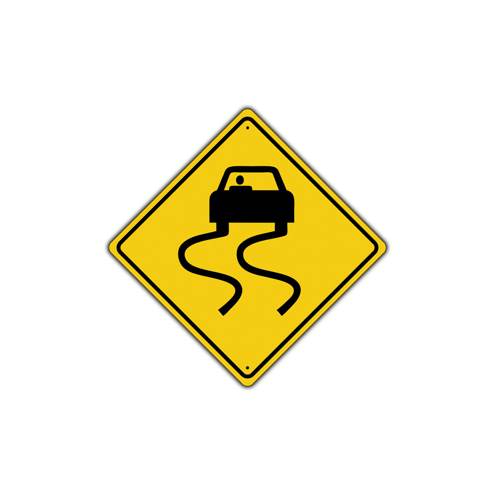 Slippery When Wet Car Symbol Novelty Notice Aluminum Metal Sign