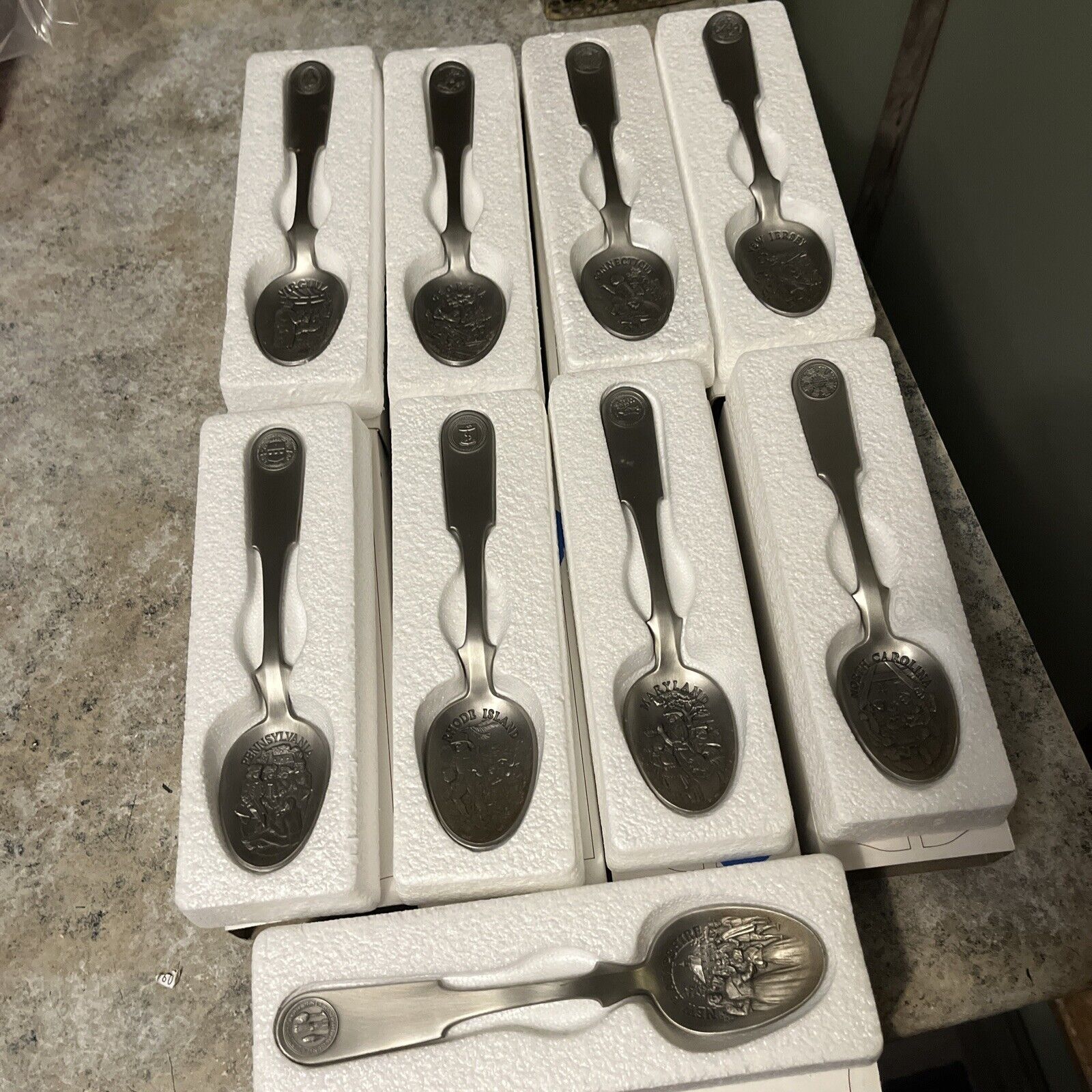 Franklin Mint “The American Colonies 9 ￼Pewter Spoons Collection￼
