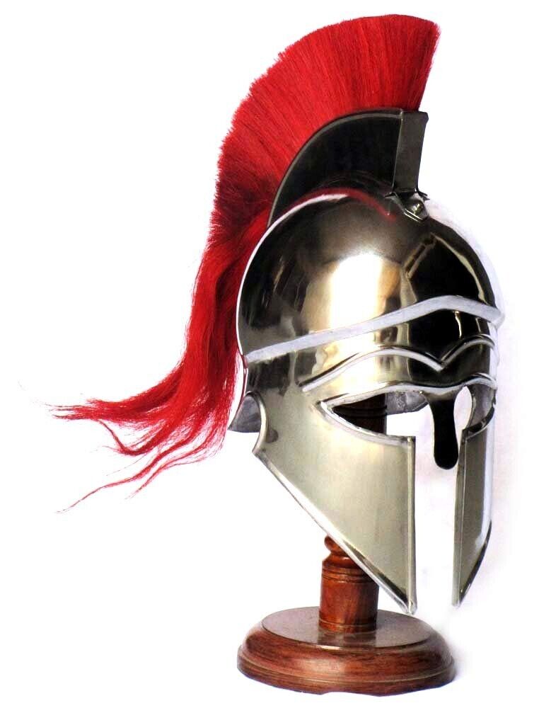 Medieval Greek Corinthian Helmet Armour | Red Plume Steel Helmet Replica | Weara