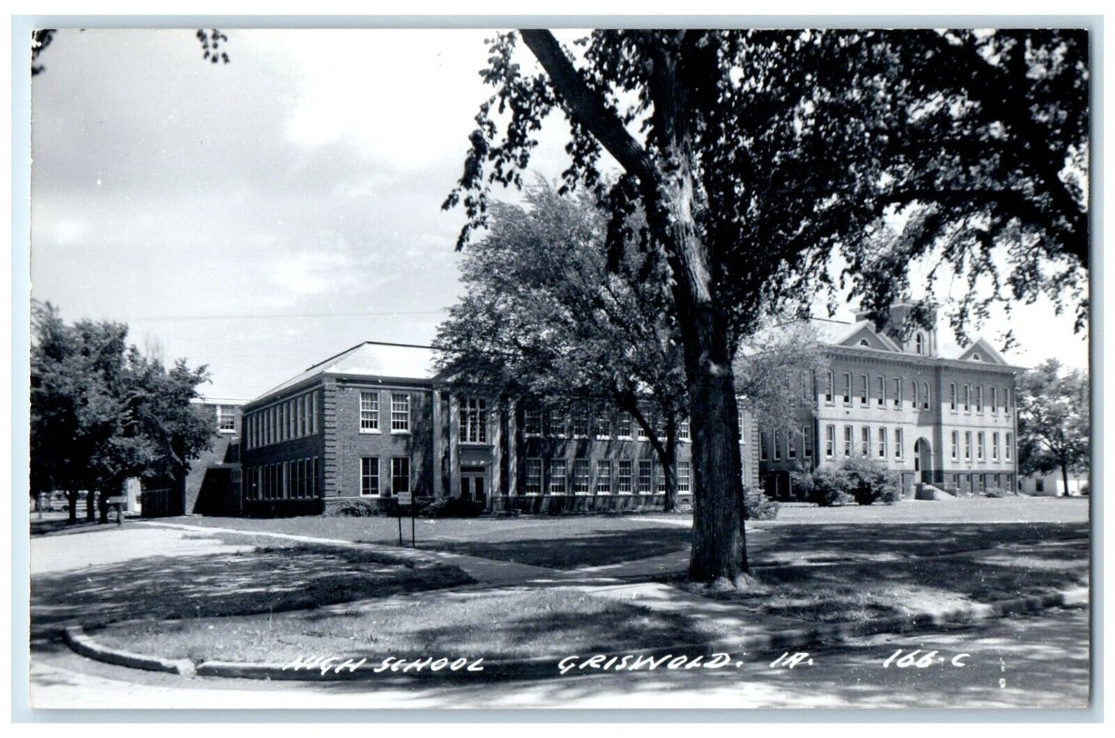 c1950's High School Building Campus Griswold Iowa IA RPPC Photo Vintage Postcard