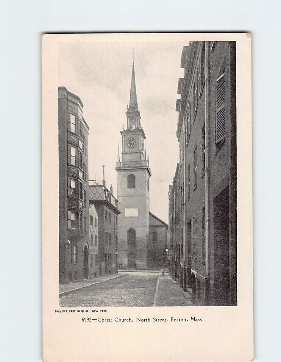 Postcard Christ Church North Street Boston Massachusetts USA