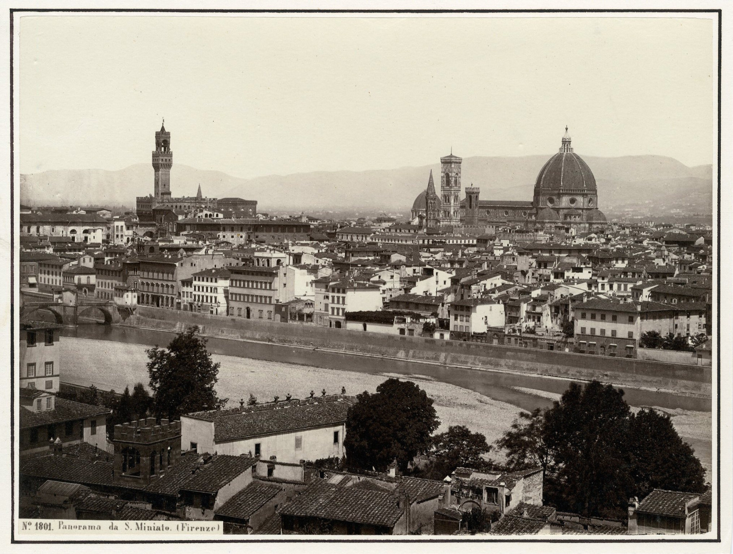 Italy, Florence, Panorama da S. Miniato vintage albumen print. Vintage Italy.