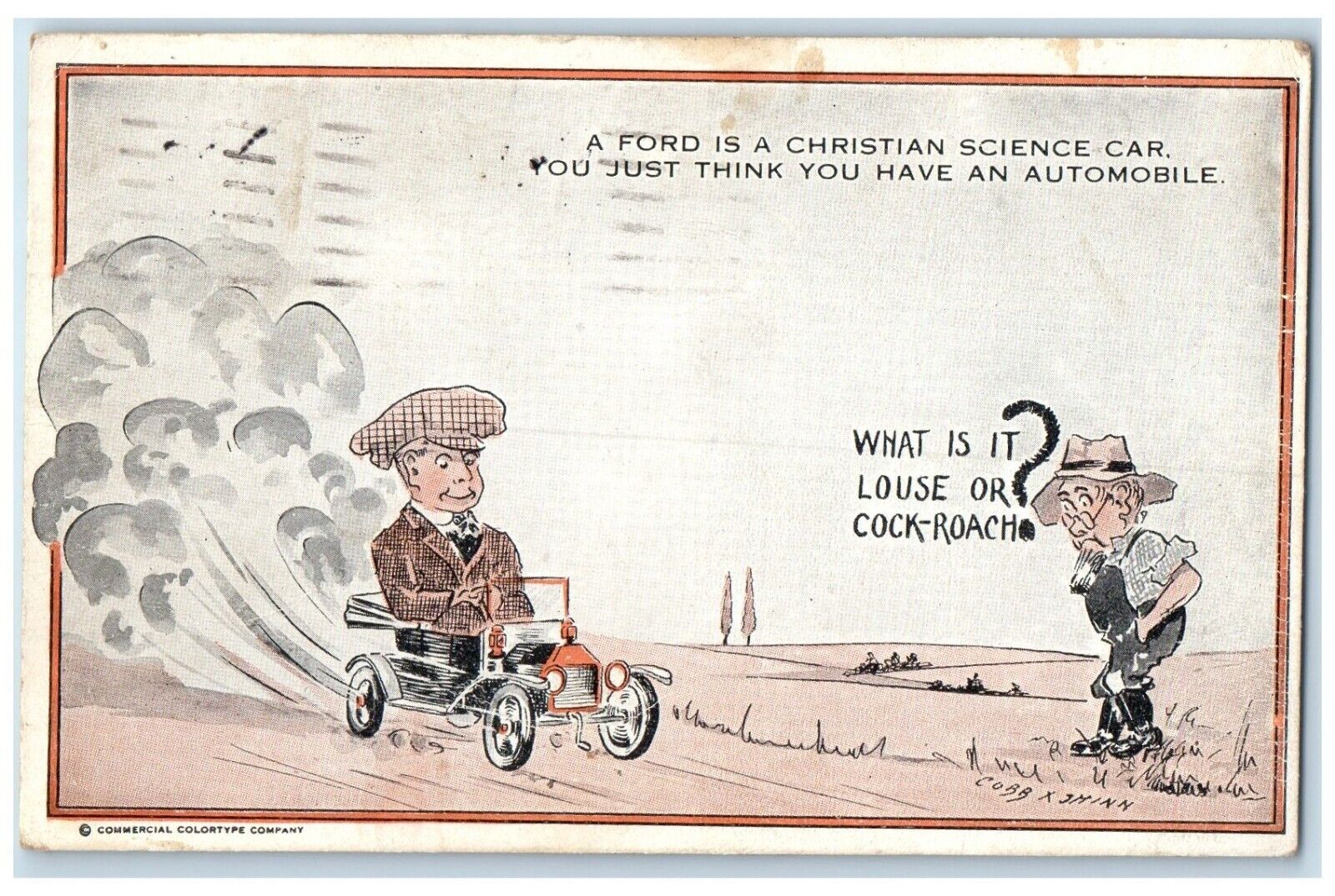 1918 Man Anti Ford Christian Science Car Automobile Muskegon MI Antique Postcard