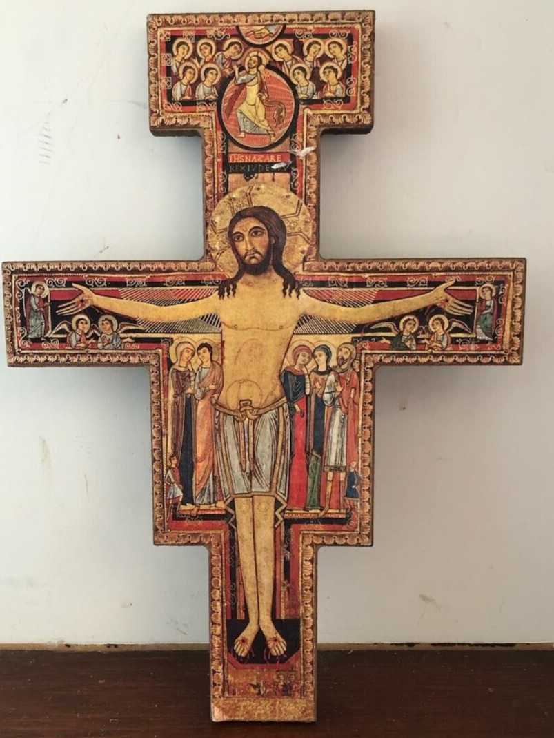 Catholic Church Oak Icon on Wood of San Damiano Crucifix 9\
