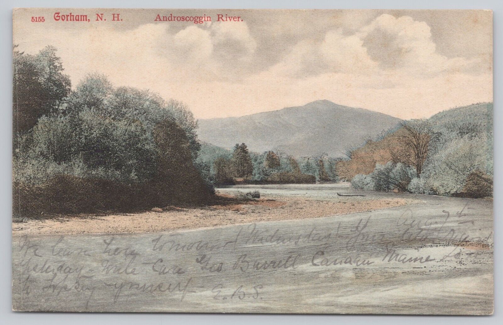 Gorham New Hampshire, Androscoggin River Scenic View, Vintage Postcard