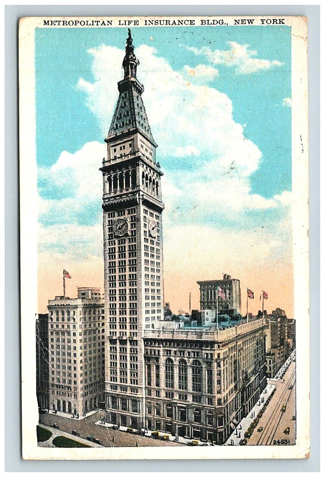 Postcard 1922 NY Metropolitan Life Insurance Building Aerial View New York   