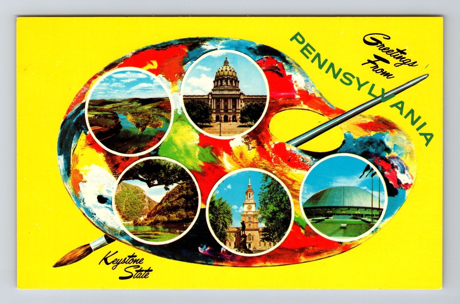 PA-Pennsylvania, Greetings, Keystone State, Vintage Postcard