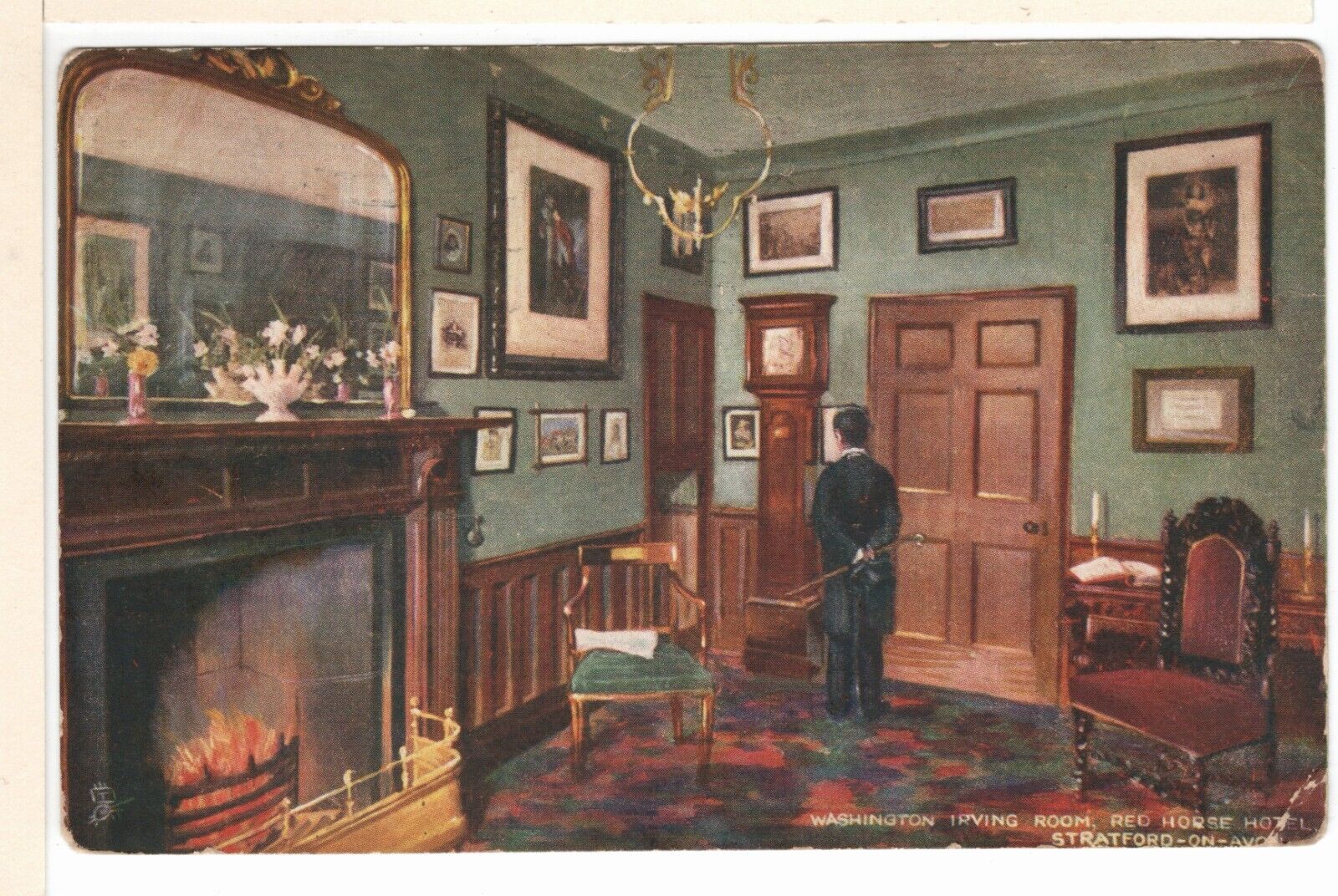 1907 Tuck’s Postcard #7179 Washington Irving Room Red House Hotel Posted-VP2