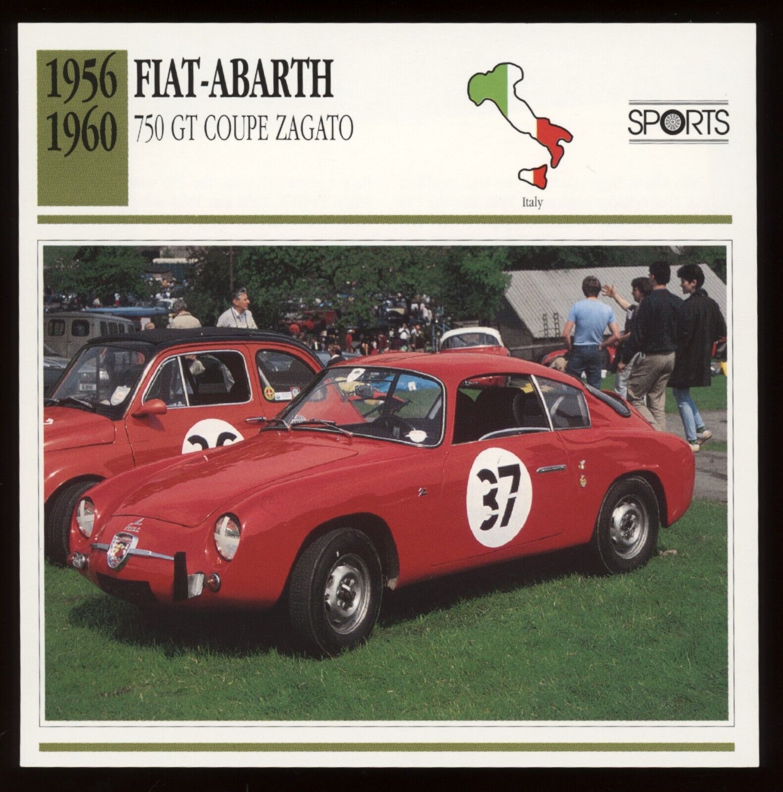1956 1960  Fiat Abarth  750 GT Coupe Zagato  Classic Cars Card