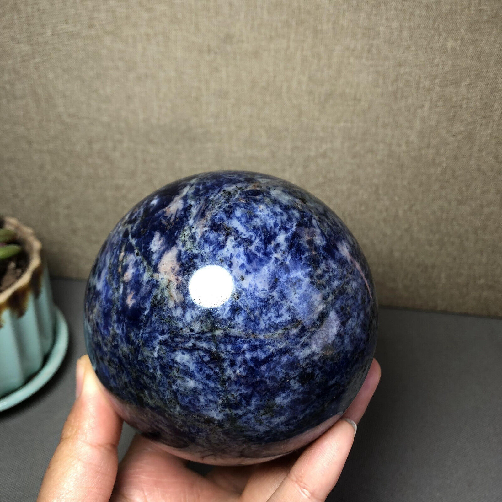 1.2kg NATURAL Sodalite Semi-Precious stone Ball Polish Crystal sphere 94mm A1536