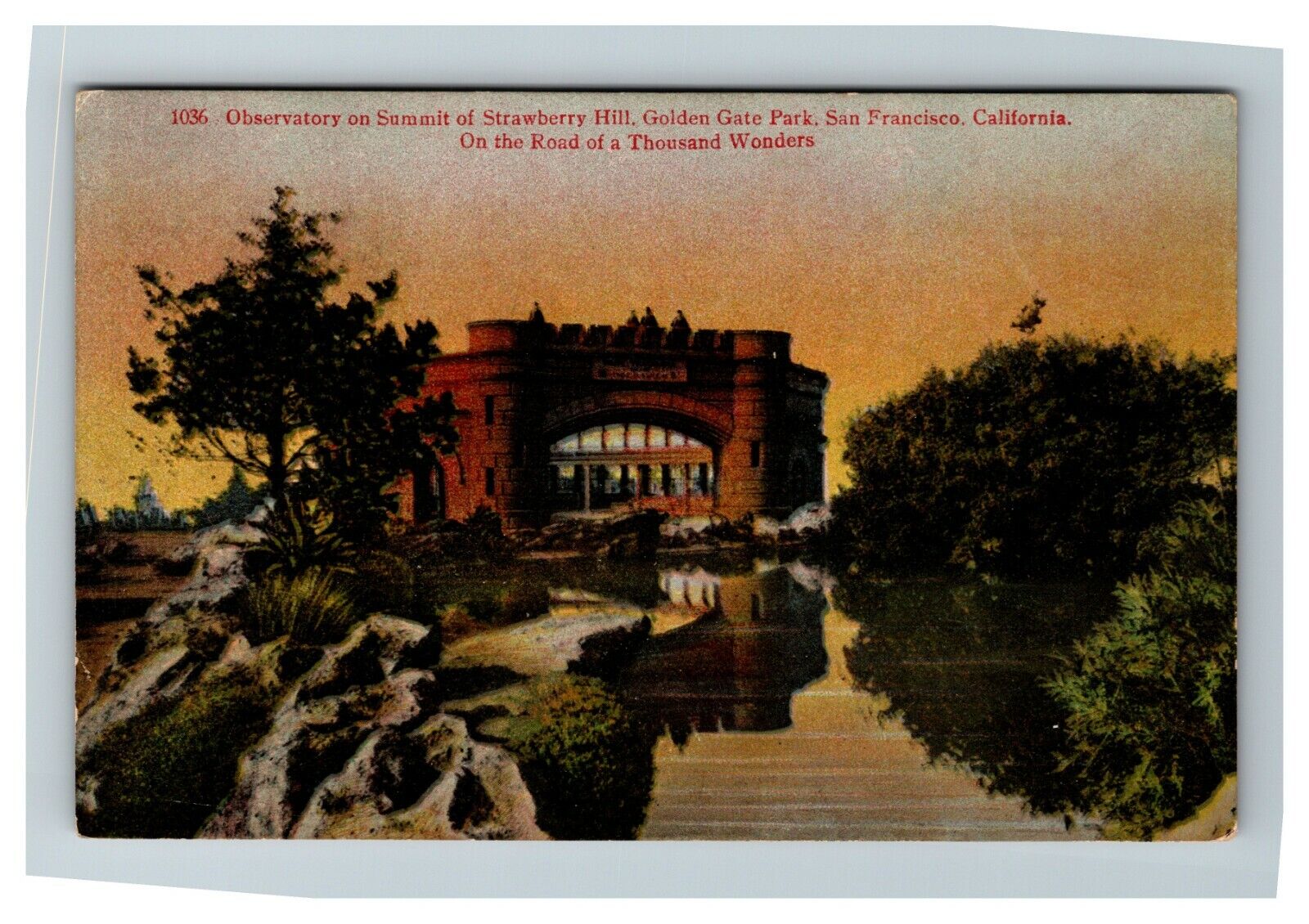 San Francisco CA Observatory on Strawberry Hill California 1910 Old Postcard