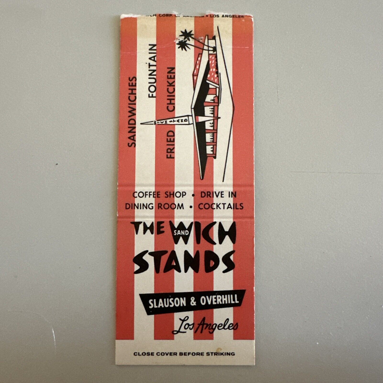 The Wich Stands Los Angeles CA Midcentury Googie Matchbook Cover