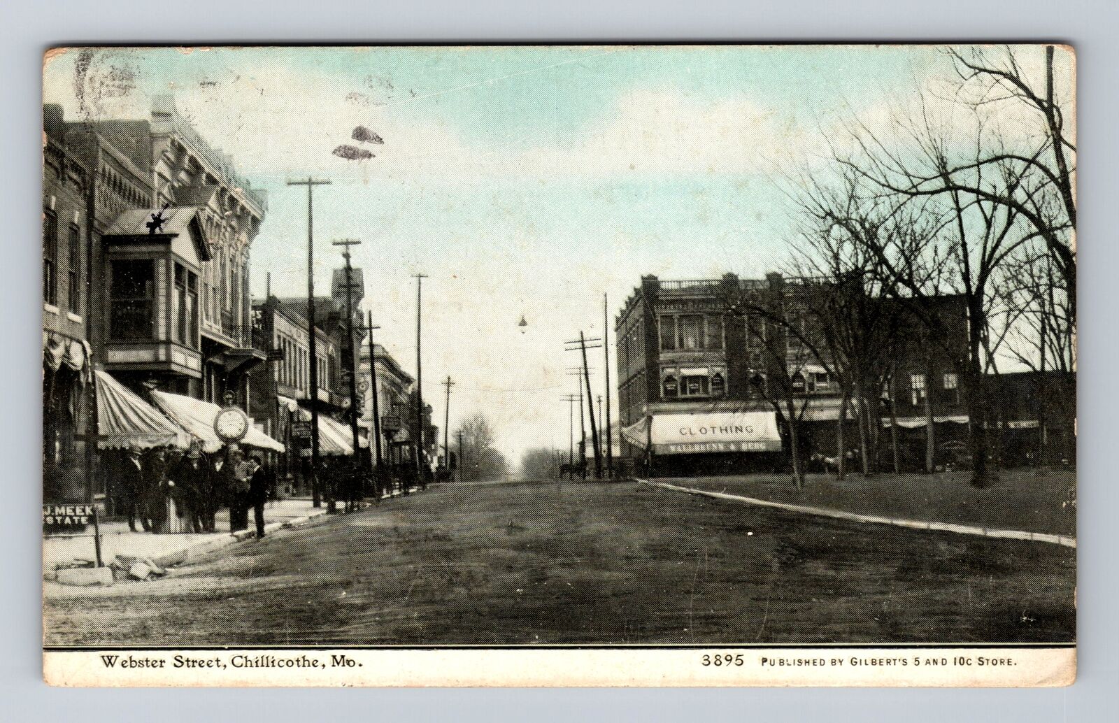Chillicothe MO-Missouri Scenic View Of Webster Street, Antique, Vintage Postcard