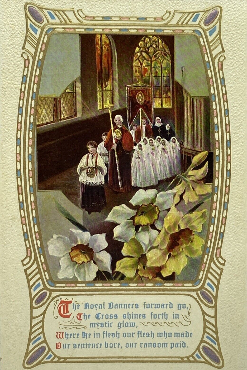 Religious Embossed Vintage Postcard Advertising